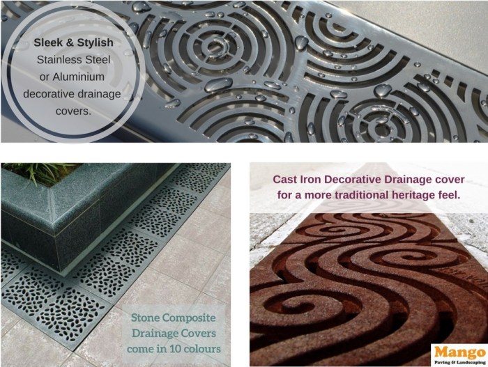 Drainage covers decorative devon landscaping