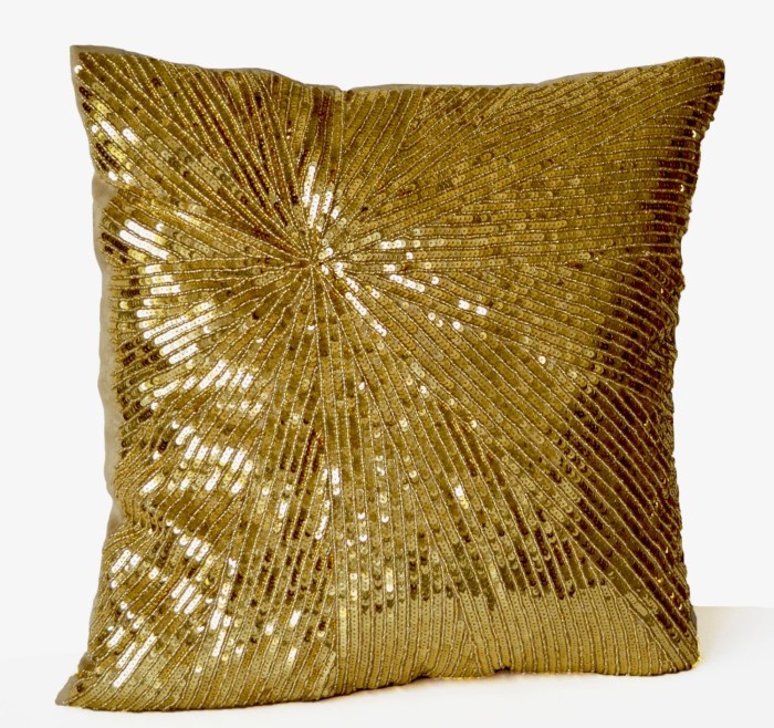 Pillows gold decorative throw cover handmade couch taffeta etsy 20x20 bed pillow lotus beaded pattern covers jardin