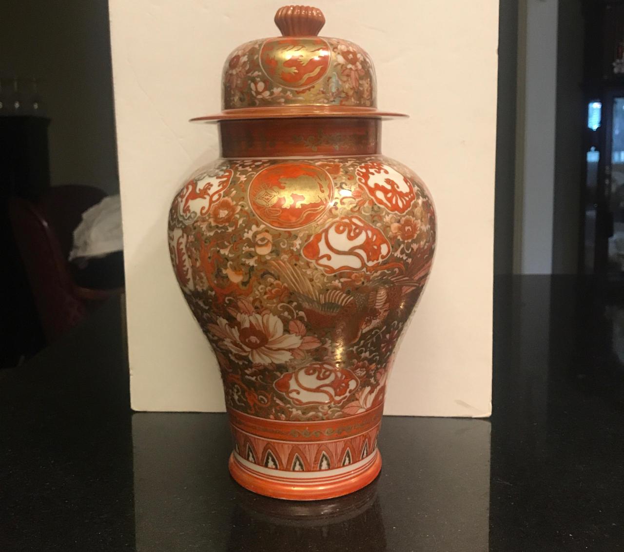 Antique Japanese Meiji Satsuma Floral Lidded Jar